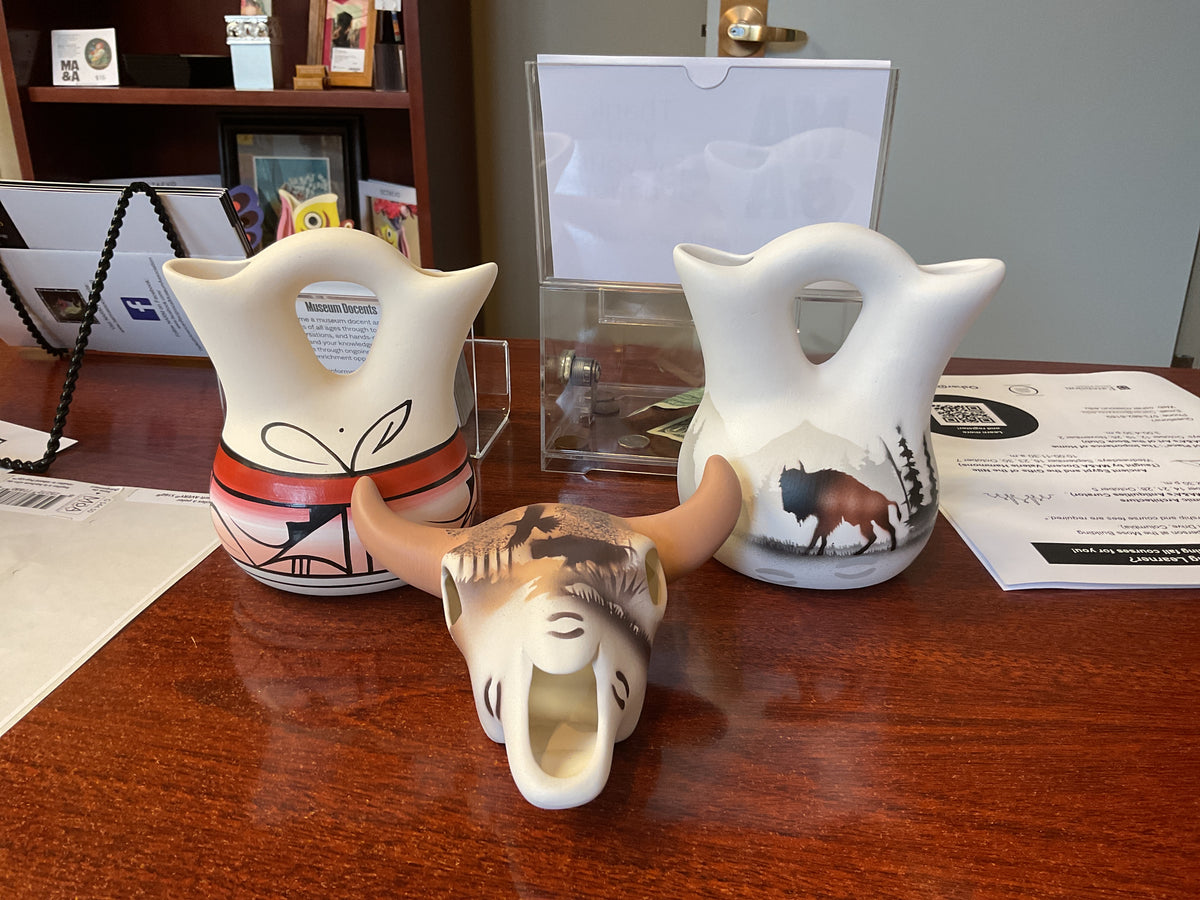 Native American Pottery Animal Head and Wedding Vases