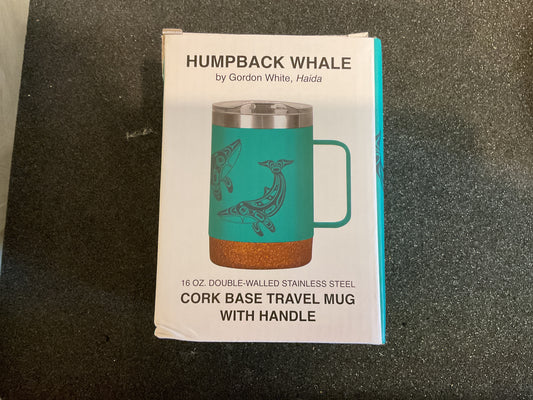 Humpback Whale Cork Base Travel Mug w/ Handle
